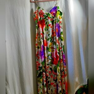 London Times Floral Maxi High Low  Dress with Spaghetti Straps Size 12 Pre-Owned
